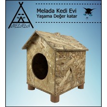 Melada Mobilya Kedi Evi Dış Ortam Uygun Ahşap Kedi Evi Osb 43x40x37 cm