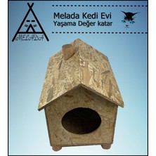 Melada Mobilya Kedi Evi Dış Ortam Uygun Ahşap Kedi Evi Osb 43x40x37 cm