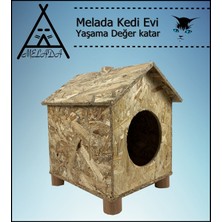 Melada Mobilya Kedi Evi Dış Ortam Uygun Ahşap Kedi Evi Osb 43x40x37 cm