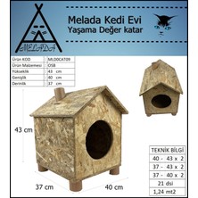 Melada Mobilya Kedi Evi Dış Ortam Uygun Ahşap Kedi Evi Osb 43x40x37 cm