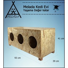 Melada Mobilya Kedi Evi Dış Ortam Uygun 3'lü Ahşap Kedi Evi Osb 93x41x39 cm