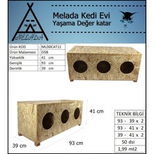 Melada Mobilya Kedi Evi Dış Ortam Uygun 3'lü Ahşap Kedi Evi Osb 93x41x39 cm