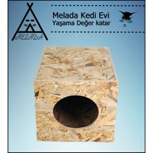 Melada Mobilya Kedi Evi Dış Ortam Uygun Ahşap Kedi Evi Osb 34x27x24 cm