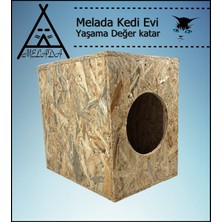 Melada Mobilya Kedi Evi Dış Ortam Uygun Ahşap Kedi Evi Osb 43x41x29 cm