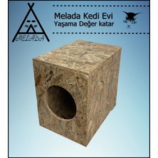 Melada Mobilya Kedi Evi Dış Ortam Uygun Ahşap Kedi Evi Osb 43x41x29 cm