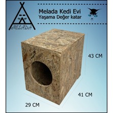 Melada Mobilya Kedi Evi Dış Ortam Uygun Ahşap Kedi Evi Osb 43x41x29 cm