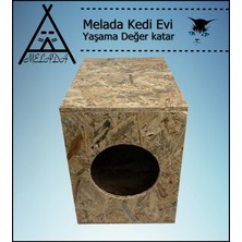 Melada Mobilya Kedi Evi Dış Ortam Uygun Ahşap Kedi Evi Osb 43x41x29 cm