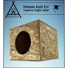 Melada Mobilya Kedi Evi Dış Ortam Uygun Ahşap Kedi Evi Osb 36x34x32 cm