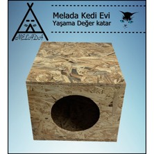 Melada Mobilya Kedi Evi Dış Ortam Uygun Ahşap Kedi Evi Osb 36x34x32 cm