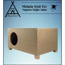 Melada Mobilya Kedi Evi Dış Ortam Uygun Ahşap Kedi Evi 57x40x28 cm