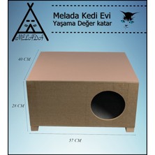 Melada Mobilya Kedi Evi Dış Ortam Uygun Ahşap Kedi Evi 57x40x28 cm