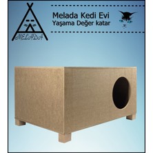 Melada Mobilya Kedi Evi Dış Ortam Uygun Ahşap Kedi Evi 57x40x28 cm