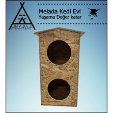 Melada Mobilya Kedi Evi Dış Ortam Uygun Ahşap Kedi Evi Dublex Osb 66x39x32 cm