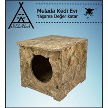 Melada Mobilya Kedi Evi Dış Ortam Uygun Ahşap Kedi Evi Osb 45x35x34 cm