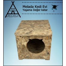 Melada Mobilya Kedi Evi Dış Ortam Uygun Ahşap Kedi Evi Osb 45x35x34 cm