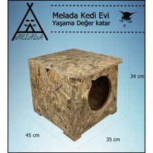 Melada Mobilya Kedi Evi Dış Ortam Uygun Ahşap Kedi Evi Osb 45x35x34 cm