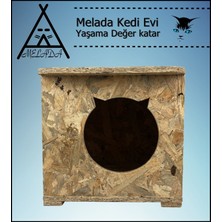 Melada Mobilya Kedi Evi Dış Ortam Uygun Ahşap Kedi Evi Osb 45x35x34 cm