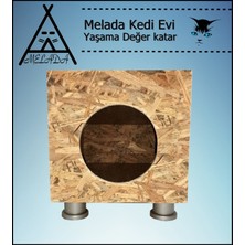 Melada Mobilya Kedi Evi Dış Ortam Uygun Ahşap Kedi Evi Osb Plastik Ayak 40x40x30 cm