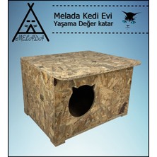 Melada Mobilya Kedi Evi Dış Ortam Uygun Ahşap Kedi Evi Osb 50x35x30 cm