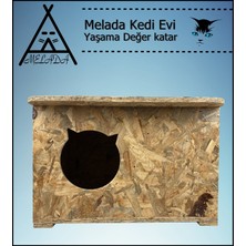 Melada Mobilya Kedi Evi Dış Ortam Uygun Ahşap Kedi Evi Osb 50x35x30 cm