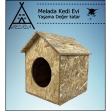 Melada Mobilya Kedi Evi Dış Ortam Uygun Ahşap Kedi Evi Osb 39x32x30 cm