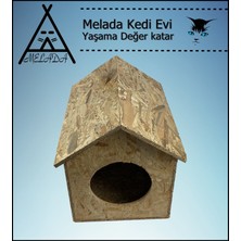 Melada Mobilya Kedi Evi Dış Ortam Uygun Ahşap Kedi Evi Osb 39x32x30 cm