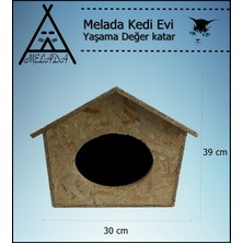 Melada Mobilya Kedi Evi Dış Ortam Uygun Ahşap Kedi Evi Osb 39x32x30 cm