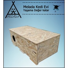 Melada Mobilya Kedi Evi Dış Ortam Uygun Ahşap Kedi Evi Osb 100x50x40 cm