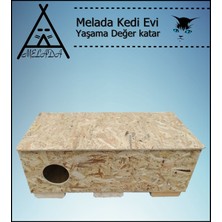 Melada Mobilya Kedi Evi Dış Ortam Uygun Ahşap Kedi Evi Osb 100x50x40 cm