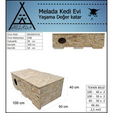 Melada Mobilya Kedi Evi Dış Ortam Uygun Ahşap Kedi Evi Osb 100x50x40 cm