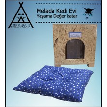 Melada Mobilya Kedi Evi Dış Ortam Uygun Ahşap Kedi Evi Osb Minderli 40x37x34 cm