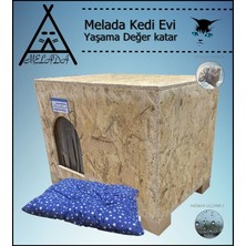 Melada Mobilya Kedi Evi Dış Ortam Uygun Ahşap Kedi Evi Osb Minderli 61x41x36 cm