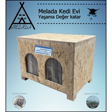 Melada Mobilya Kedi Evi Dış Ortam Uygun Ahşap Kedi Evi Double Osb 61x41x36 cm