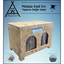 Melada Mobilya Kedi Evi Dış Ortam Uygun Ahşap Kedi Evi Double Osb 61x41x36 cm