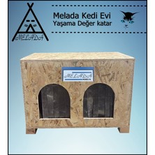 Melada Mobilya Kedi Evi Dış Ortam Uygun Ahşap Kedi Evi Double Osb 61x41x36 cm