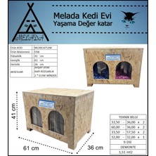 Melada Mobilya Kedi Evi Dış Ortam Uygun Ahşap Kedi Evi Double Osb Minderli 61x41x36 cm