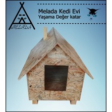 Melada Mobilya Kedi Evi Dış Ortam Uygun Ahşap Kedi Evi Osb 46x34x34 cm