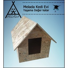 Melada Mobilya Kedi Evi Dış Ortam Uygun Ahşap Kedi Evi Osb 46x34x34 cm