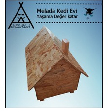 Melada Mobilya Kedi Evi Dış Ortam Uygun Ahşap Kedi Evi Osb 46x34x34 cm