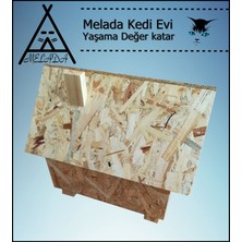 Melada Mobilya Kedi Evi Dış Ortam Uygun Ahşap Kedi Evi Osb 46x34x34 cm