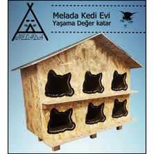 Melada Mobilya Kedi Evi Dış Ortam Uygun Ahşap Kedi Evi Osb 100x95x50 cm