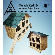 Melada Mobilya Kedi Evi Dış Ortam Uygun Ahşap Kedi Evi Osb 100x95x50 cm