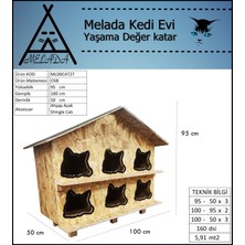 Melada Mobilya Kedi Evi Dış Ortam Uygun Ahşap Kedi Evi Osb 100x95x50 cm