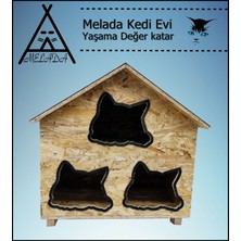 Melada Mobilya Kedi Evi Dış Ortam Uygun Ahşap Kedi Evi Osb 58x58x40 cm