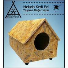 Melada Mobilya Kedi Evi Dış Ortam Uygun Ahşap Kedi Evi Osb 55x40x40 cm