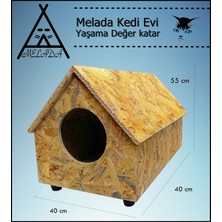 Melada Mobilya Kedi Evi Dış Ortam Uygun Ahşap Kedi Evi Osb 55x40x40 cm