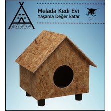 Melada Mobilya Kedi Evi Dış Ortam Uygun Ahşap Kedi Evi Osb 55x40x40 cm