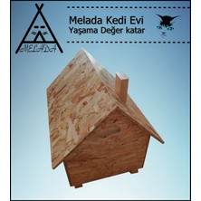 Melada Mobilya Kedi Evi Dış Ortam Uygun Ahşap Kedi Evi Osb 50x50x35 cm