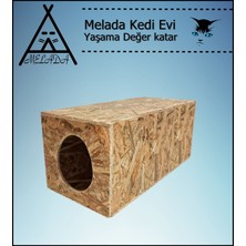 Melada Mobilya Kedi Evi Dış Ortam Uygun Ahşap Kedi Evi Osb 60x40x40 cm