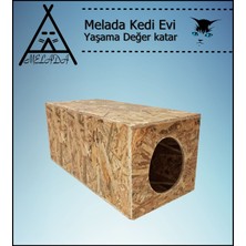 Melada Mobilya Kedi Evi Dış Ortam Uygun Ahşap Kedi Evi Osb 60x40x40 cm